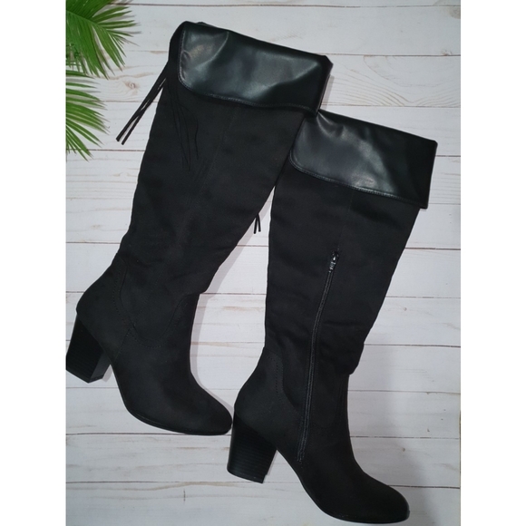 Andrew Geller Women's Suede "Guava" Boots, Tall Over The Knee,  Black, Size 7 - Picture 11 of 11